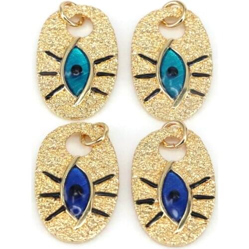 10Pcs ,Gold Color Eye Pendant/Charm, Bracelet Necklace Eye Oval Pendant Charm, Gold Tone
