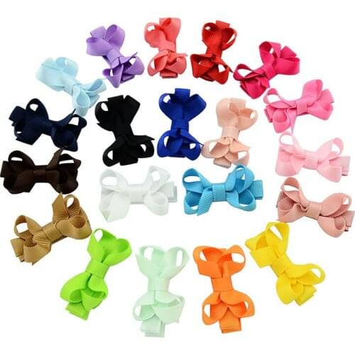 10pcs high quality 20 colors cute solid grosgrain girls hair ribbon bows with alligator clips kids hairpin hair accessories
