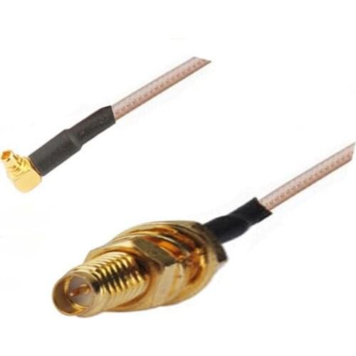 100pcs MMCX Plug Male Right Angle to RP SMA RP-SMA Female Jack Adapter RF Coax Pigtail Cable RG316 15cm