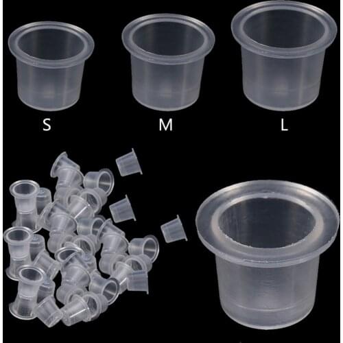 1000Pcs/Bag Plastic Microblading Tattoo Ink Cap Cup Pigment Clear Holder Container S/M/L Size For Needle Tip Grip Power Supplies