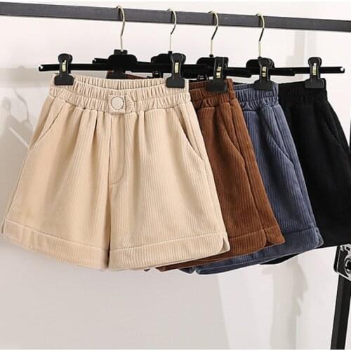 2020 New Arrival High Waist Corduroy Shorts Pants Loose Autumn Short Skirt Women Casual Vintage Warm Womens Winter Shorts