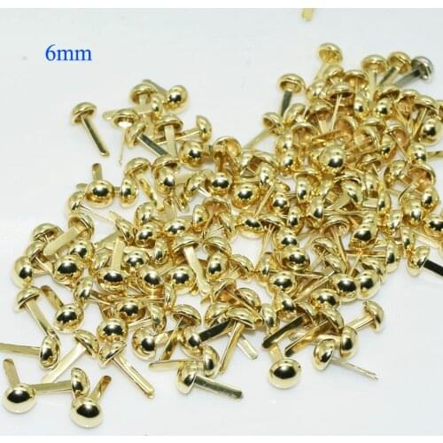 400Pcs Gold Plated Round Mini Brads Scrapbooking Embellishment DIY Crafts 6mm 5mm A00486
