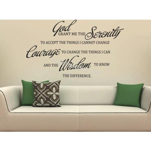 God grant me the serenity Words Quote Wall Sticker believer Prayer Wall Decal Decor Living Room Bedroom Vinyl wallpaper EB052