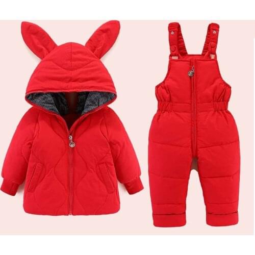 Children Winter Jackets for Girl 2020 Winter Baby Clothes Set Overalls Snowsuit Toddler Girl Duck Down Coat +Jumpsuit 2pcs Suit