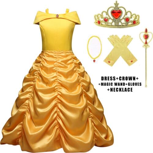 Christmas Dress Costume Beauty and Beast Bell Princess Dress Cosplay Long Party Dress for Bridesmaid Flower Girl Evening Dresses