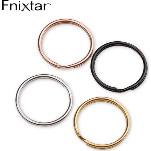 Fnixtar 50Pcs/Lot 1.5*25mm Rose Gold Keychain Ring Stainless Steel Polish Key Ring DIY Car Keychain Making Accessories