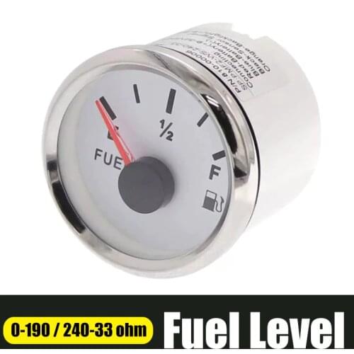 Red Backlight Fuel Level Gauge 0~190ohm / 240-33ohm fit Boat Car 52mm Fuel Level Indicator E-1/2-F