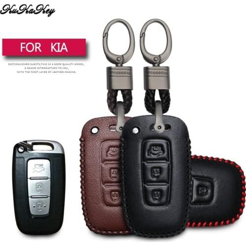 Leather Car Key Case Cover Protection Shell Skin For KIA Sportage R Optima Azera Sorento K5 Sorento Car Keyring Keychain