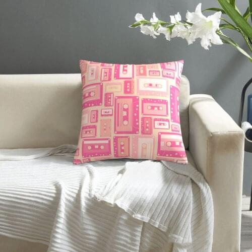 Colorful Pink Music Audio Cassette pillowcase printed cushion cover sofa waist pillow pillow cover