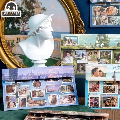 Mr Paper 6 Designs 1 Piece Retro Movie Heidi And Grandpa Stamp Collection Series Hand Account DIY Decorative Collage Material
