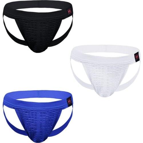 Mens Supporter Jockstrap Briefs Underwear Spandex Men Sexy Sleepwear Hole Penis Pouch Gay Mens Brand Bikini Briefs Underpants