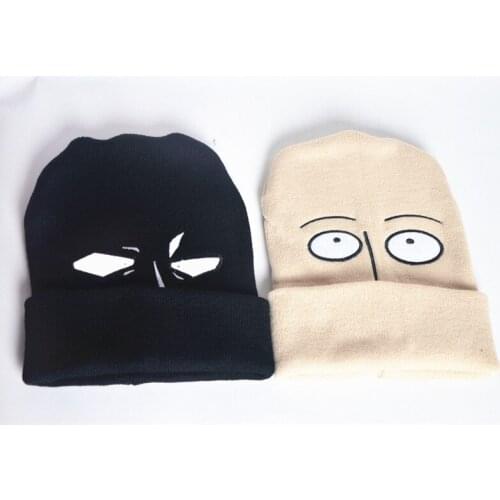 New Funny Anime Cosplay One Punch Man Knitted Hat Winter Warm Casual Knitted Hat Solid Color Hip-hop Hats Unisex Cap