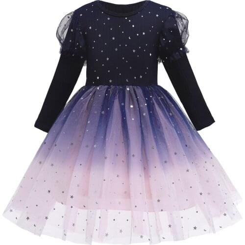 2-10 Years Long Sleeve Girls Party Dress Girls Princess Dress Gils Clohting Girls Evening Dress Girls Dresses Girls One Piece