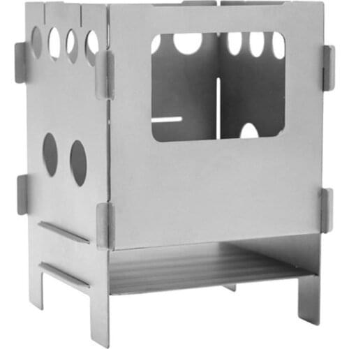 Portable Wood Burning Camping Stove Portable Backpacking Rocket Stove Titanium Square Stove For Picnic BBQ Camp Hiking Cooking