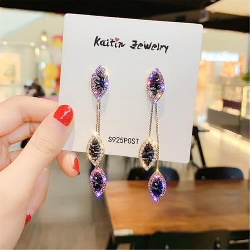 Luxury Female Crystal Zircon Stone Earrings Fashion 925 Needle Filled Jewelry Vintage Double Stud Earrings For Women gift