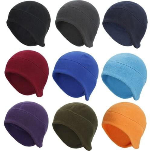 Winter Sports Cycling Beanie Running Hats for Men Women Polar Fleece Warm Ski Ear Climb Protection Solid Color Caps