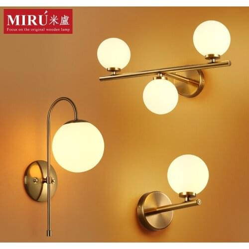 Modern Nordic Wall Lamp Acrylic Round Glass Ball Mounted Light LED Indoor Lighting for Restaurant Living Room Bedroom Corridor