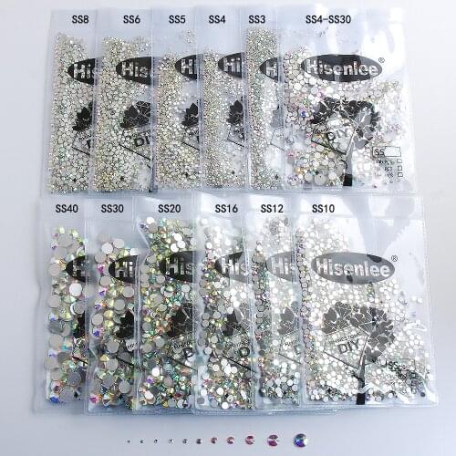 SS3-SS40 Mix Flat Back Nail Art Crystal AB Glue On Non Hotfix Rhinestone For Nails Diy Nail Stones Accessori Decoration