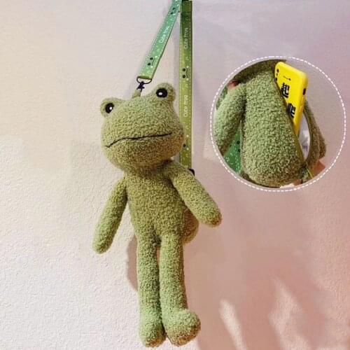 Funny green frog shoulder bag plush toy doll mobile phone bag womens bag coin purse
