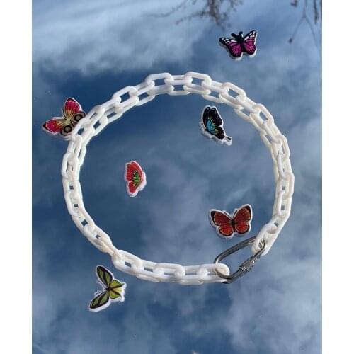 Vintage White Acrylic Chain Goth Accessories Kpop Pendant Choker Neck Friends Necklaces for Women Punk Necklace for Women