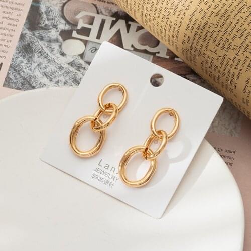 Vintage Hanging Dangle Earrings for Women Fashion Statement Lady Geometric Gold Metal 2021 New Drop Earrings Trend Party Jewelry
