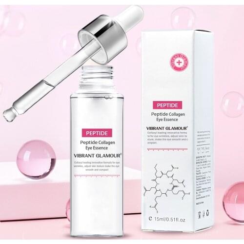 VIBRANT GLAMOUR Peptide Collagen Eye Serum Eye Bags Anti Aging Moisturizing Facial Essence Firming Anti Wrinkle Skin Care 15ml