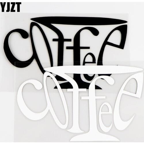 YJZT 13.7×8CM Delicate Car Stickers Letters Coffee Art Creative Vinyl Decals Body Decor Black / Silver 10A-0709