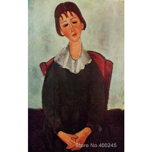 Woman Paintings by Amedeo Modigliani Girl on a Chair (aka Mademoiselle Huguette) Bedroom decor High quality