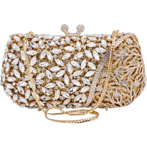 Golden Crystal rhinestone Evening Bags Women Party Wedding Purse bridesmaid Bags Female Chain Day Clutches Handbags SC791