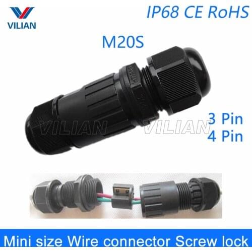 Waterproof 3 Pin 4Pin Electrical Cable Connectors Quick Splice Screw Lock Wire terminals easy fit for LED strip 1unit