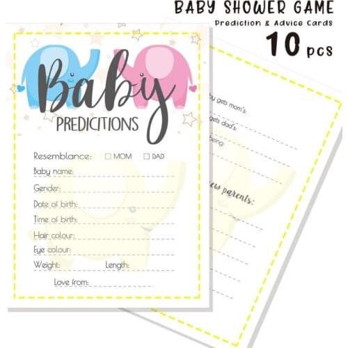 10 Pack Baby Shower Prediction Advice Cards - Baby Shower Games Gender Neutral F3ME