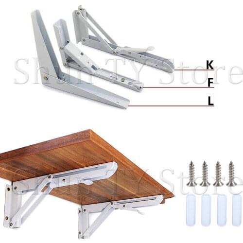 2 Pcs Triangle Folding Angle Brackets White Adjustable Wall Mounted Durable Bearing Shelf Bracket DIY Table Bench Home Hardware