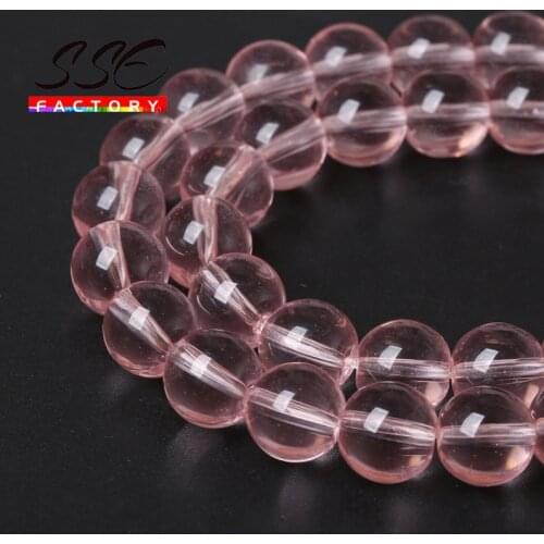 Wholesale Clear Pink Crystal Glass Beads Round Loose Spacer Beads 15"Strand 4 6 8 10 12mm Diy Charm Bracelet For Jewelry Making