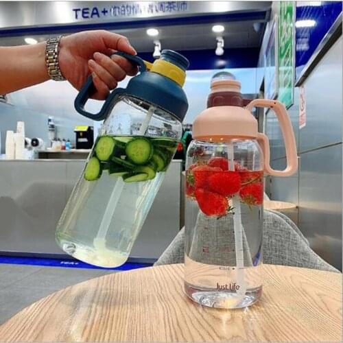 1,8 Large Capacity Sports Water Bottle Gym Fitness Kettle Outdoor Portable Drinking Bottle Leakproof With Straw Plastic BPA Free
