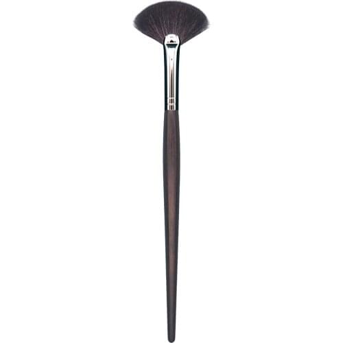 D015 Professional Handmade Makeup Brush Soft Saikoho Goat Hair Small Fan Shape Highlighter Brush Ebony Handle Make Up Brushes