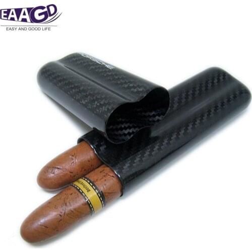 1Set Carbon Fiber Travel Cigar Case Storage Box 2 Sizes Holds Up to 2 or 3 Full Size Cigars