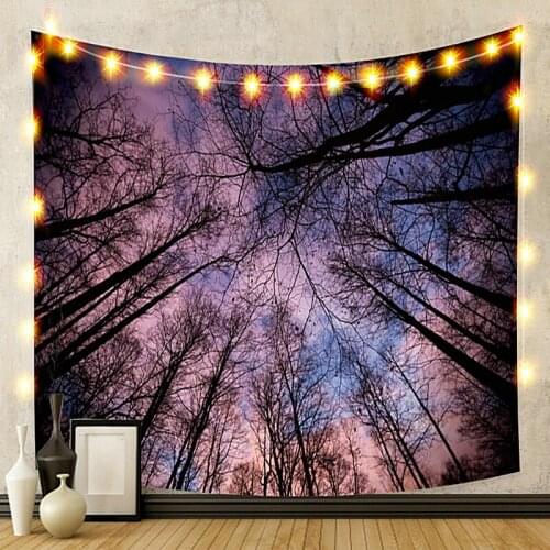 Dark Purple Sky with Takaki Tapestry Vintage Exotic Summer Plant Nature Frame for Bedroom Photography Wall Decor