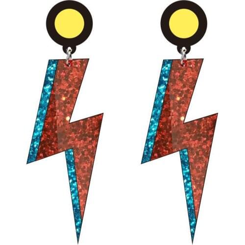 Creative RainbowAcrylic Earring Fashion Jewelry Lightning Pendant Acetic Acid Party Women Accessories Girl Gift