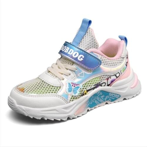 Girls Casual Shoes Light Mesh Sneakers Kids2021 New Summer Fashion Lightweight Cute Sport Cartoon Female Running Shoes