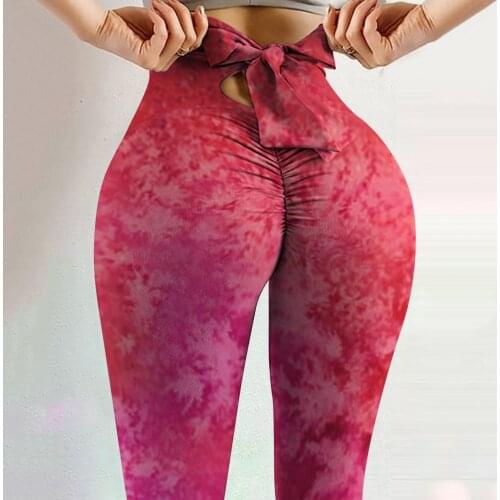 Tie Dye Bow Women Seamless Leggings Technology Printing High Waist Stretch Strethcy Gym Leggings Fitness Push Up Leggings 40
