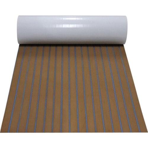 EVA Foam Faux Teak Boat Deck Mat Decking Sheet Yacht Flooring Anti Skid Mat Self Adhesive Vehicle Pad 45X240 Brown