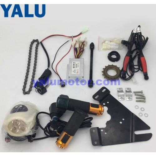 Upgrade Electric Bicycle Brush Motor Kit Components with Controller And Throttle Handle With Battery Voltage Show And Key Switch