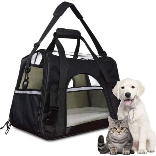 Airline Approved Pet Carrier,Waterproof Pet Travel Carrier with Fleece Bedding Soft Sided Portable Tote for Cats and Small Dogs