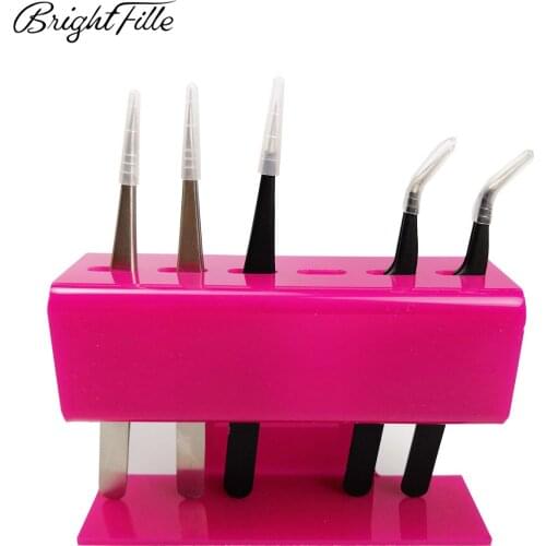 Acrylic Tweezers Stand Convenient and Durable Black and White 6 Pcs Storage Holder Make Up Tool