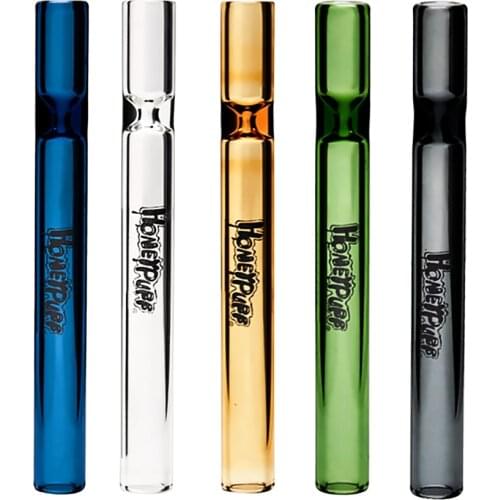 HONEYPUFF Portable Colored Tobacco Glass One Hitter Colorful Pipes Cigarette Steamroller Dugout Bat Smoking Pipe Accessories
