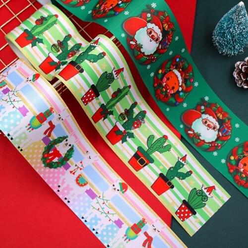 5Yards Christmas Grosgrain Ribbons DIY Handmade Child Bow Wedding Decoration Gift Wrap Material