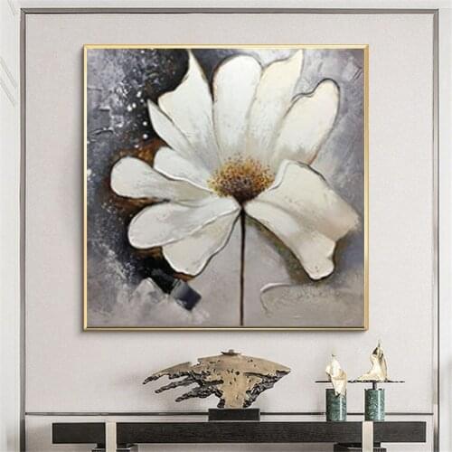 Hand-painted beautiful oil painting Nordic flowers lilies large flowers modern living room decoration canvas painting wall art