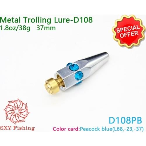 SXY FISHING D108PB 1.8OZ Metal copper head Bait Peacock blue gem eye Trolling Lure Deep sea bait Metal Octopus copper head