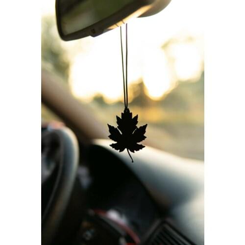 Car Decorations Metal Autumn leaf Mat black Rearview Mirror Ornament Stylish appearance Steel material Stainless steel Fast shipping