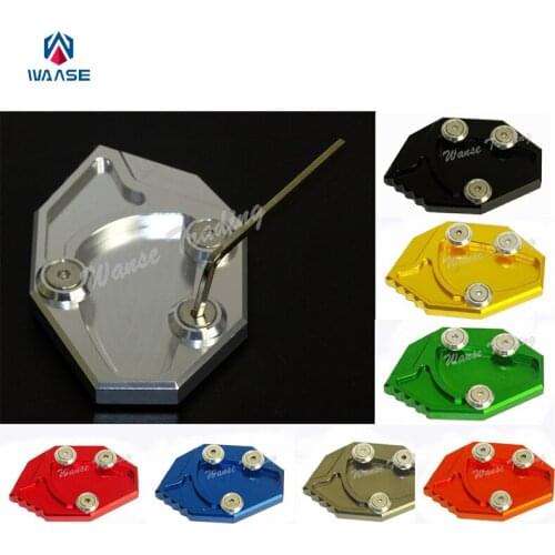 Waase Motorcycle Kickstand Foot Side Stand Extension Pad Support Plate For KAWASAKI ZX14R ZX14 ZX1400 ZZR1400 2006 2007-2015